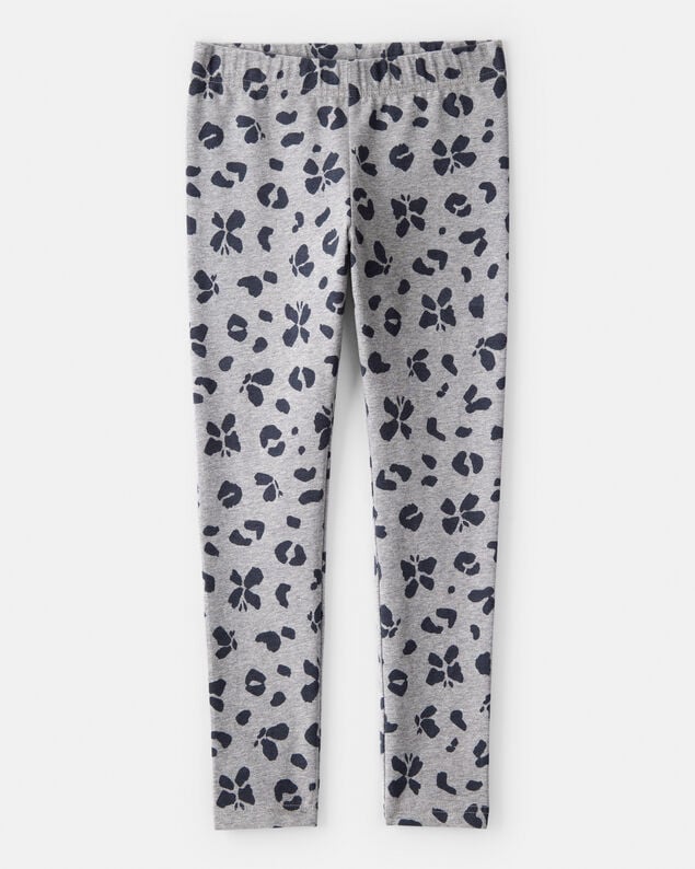 Product image 1 of Girls Butterfly Leopard Print Pull-On Stretch Leggings - Grey