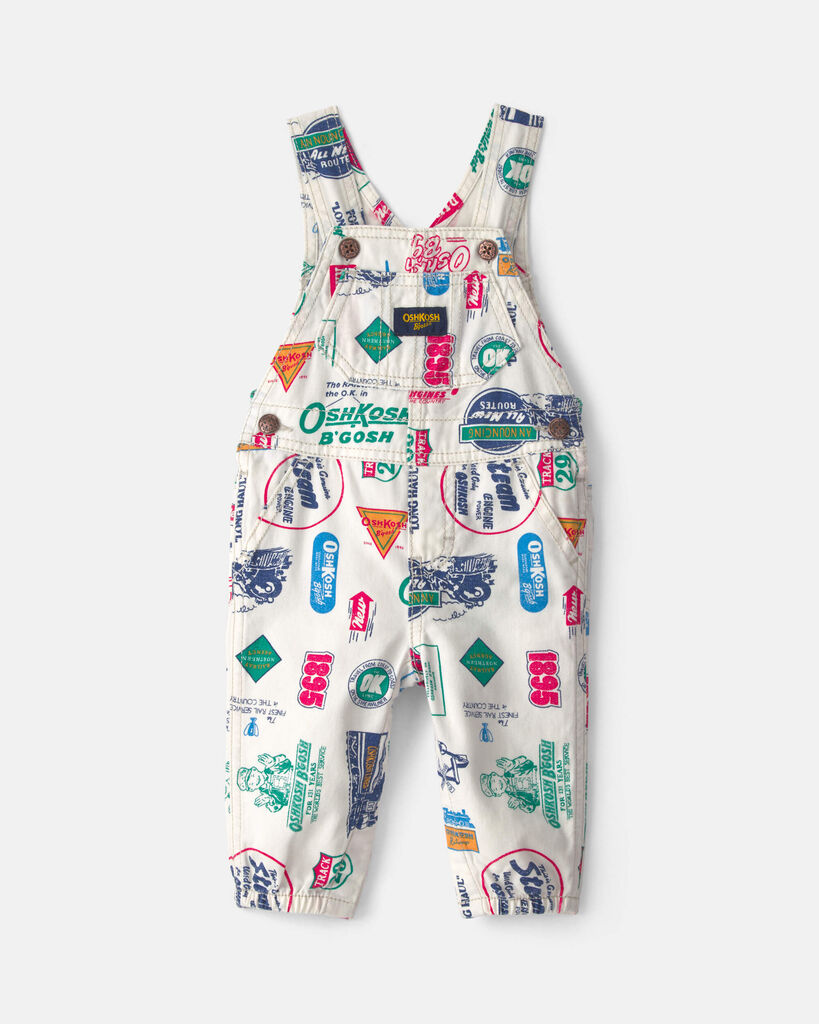 Osh Kosh Baby Boys' Vintage Logo Adjustable-Strap Sleeveless Overalls - Multi