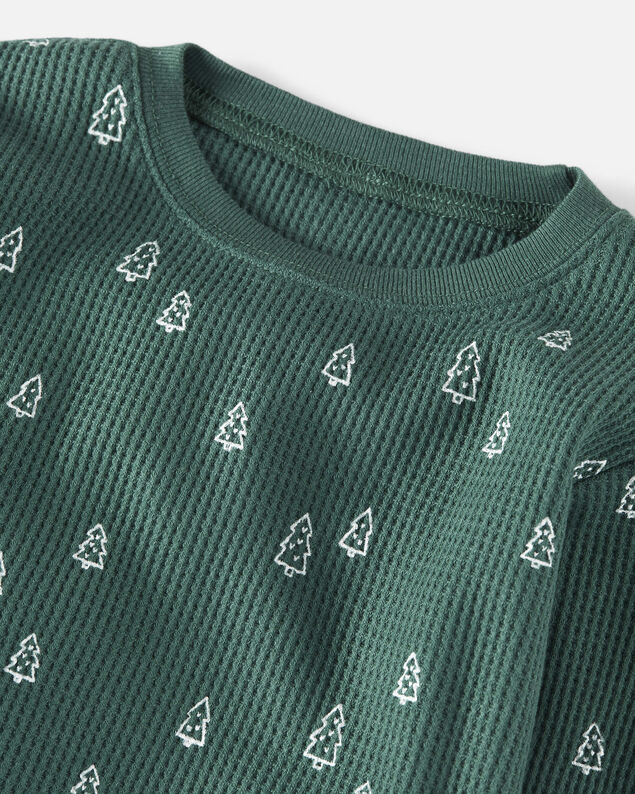 Product image 2 of Kid Christmas Tree Print Waffle Knit Pajamas Made with Organic Cotton