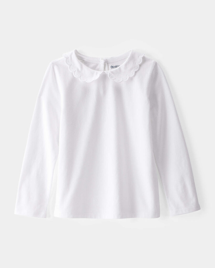 OshKosh B'gosh Toddler Scalloped Collar Long-Sleeve Shirt 2T White