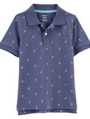 Blue - Toddler Schiffli Jersey Polo Shirt, Selected