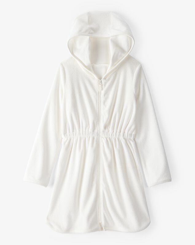 Product image 1 of Girls Hooded Terry Cloth Swim Cover-Up Dress - White
