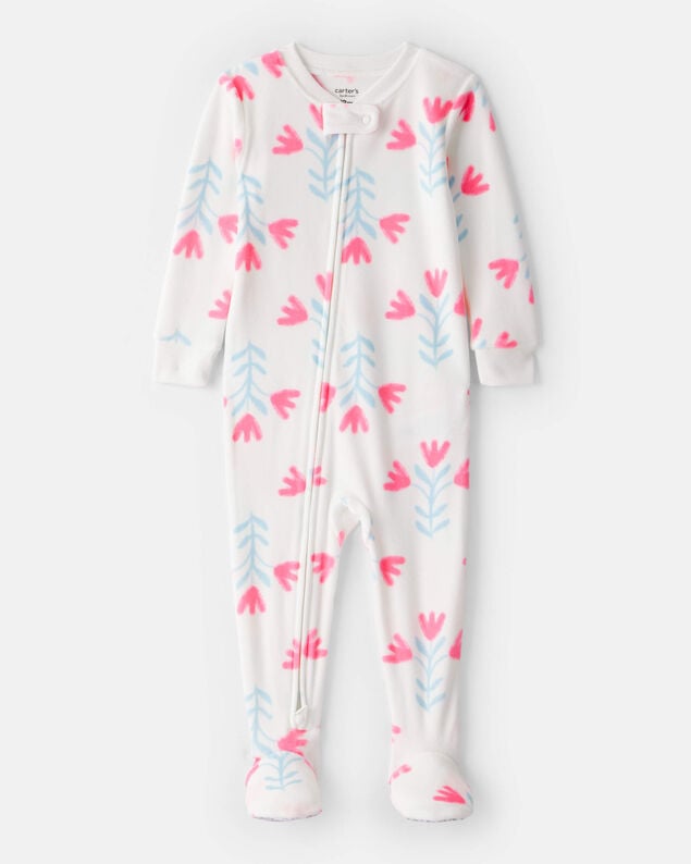 Baby Girl Peppermint Print DreamPlush Long-Sleeve Snug Fit 1-Piece Pajamas - Pink