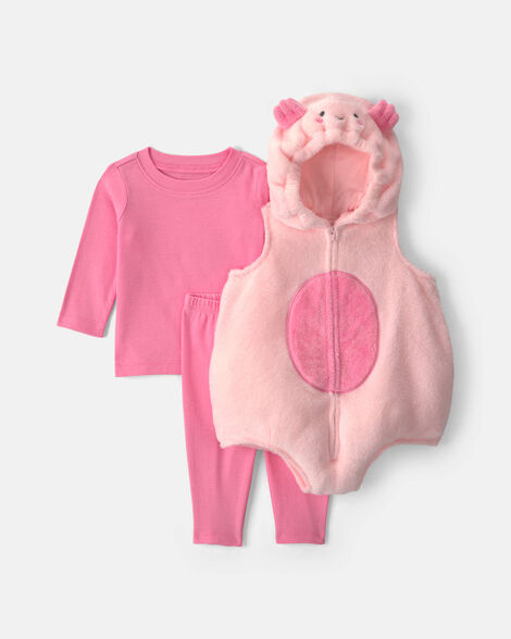 baby girl 3-piece axolotl halloween costume - pink