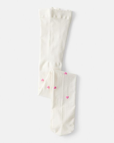 toddler girl heart tights - pink/white