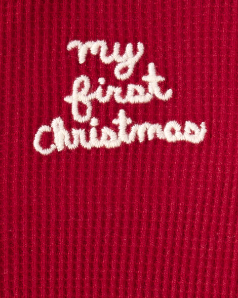 Baby My First Christmas Holiday Red Cotton Sleep & Play Pajamas - Red