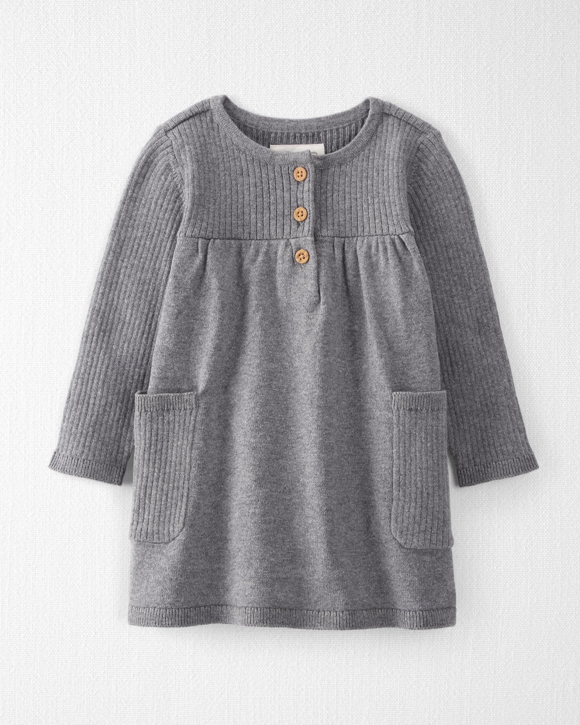 Baby Organic Cotton Ribbed Sweater Knit Dress in Gray Little Planet Carter s