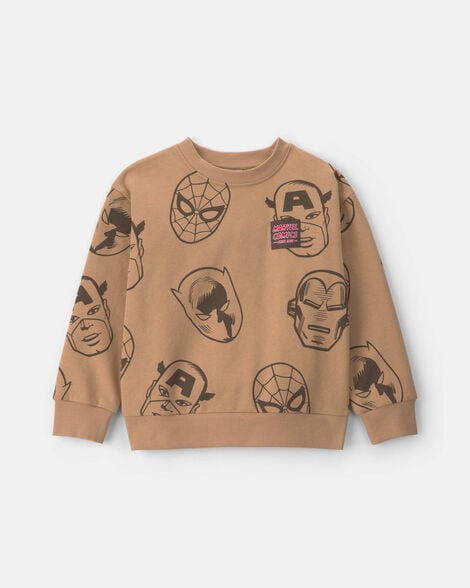 boys ©marvel fleece pullover sweatshirt - brown