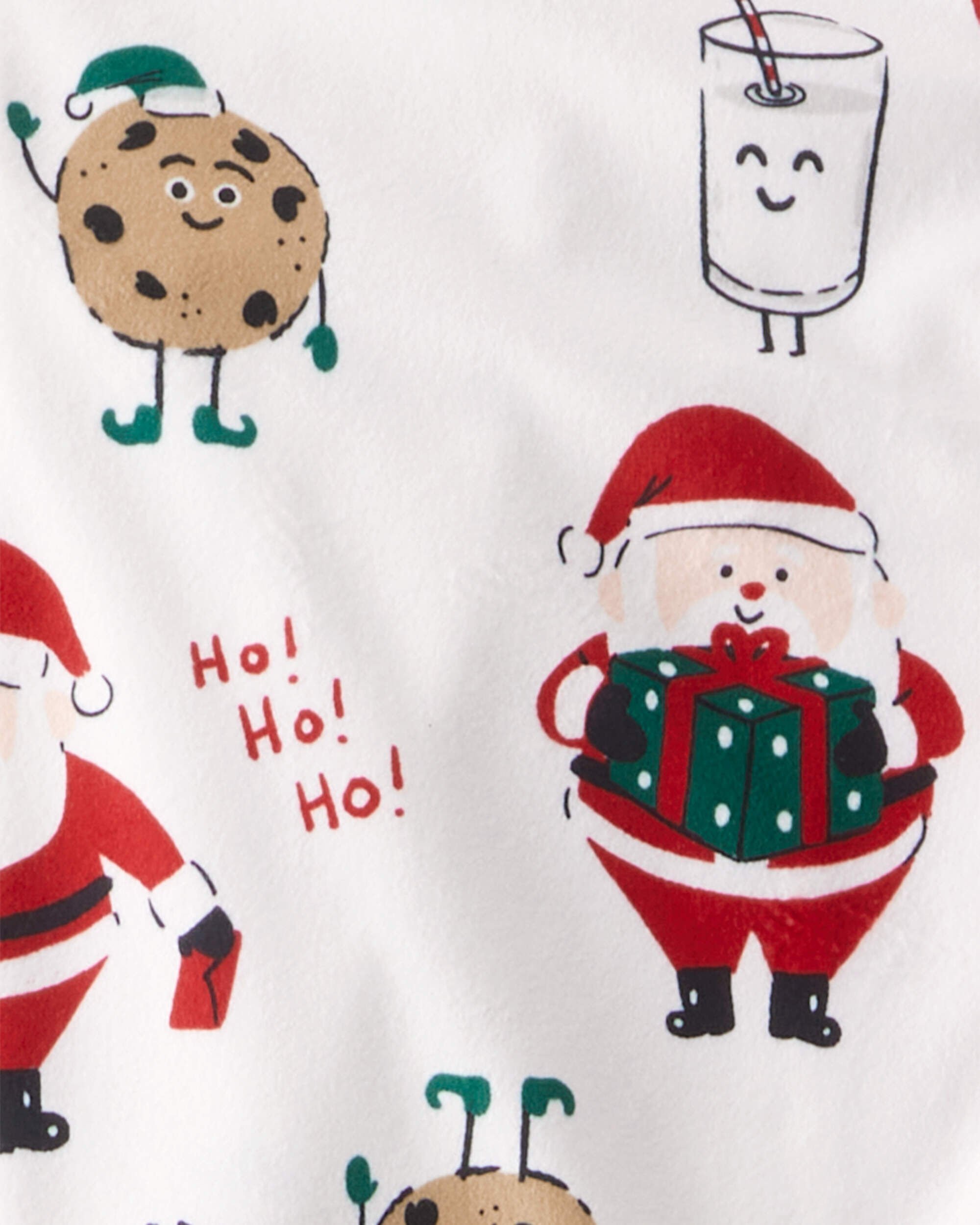 Adult Beige Santa Milk & Cookies Long-Sleeve Loose Fit - White