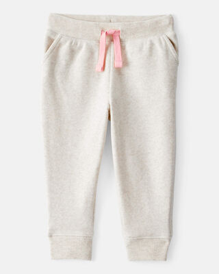 Product image 1 of Baby Solid Fleece Drawstring Joggers - Oatmeal