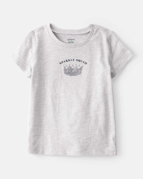 toddler girl sparkle squad short-sleeve graphic tee - grey