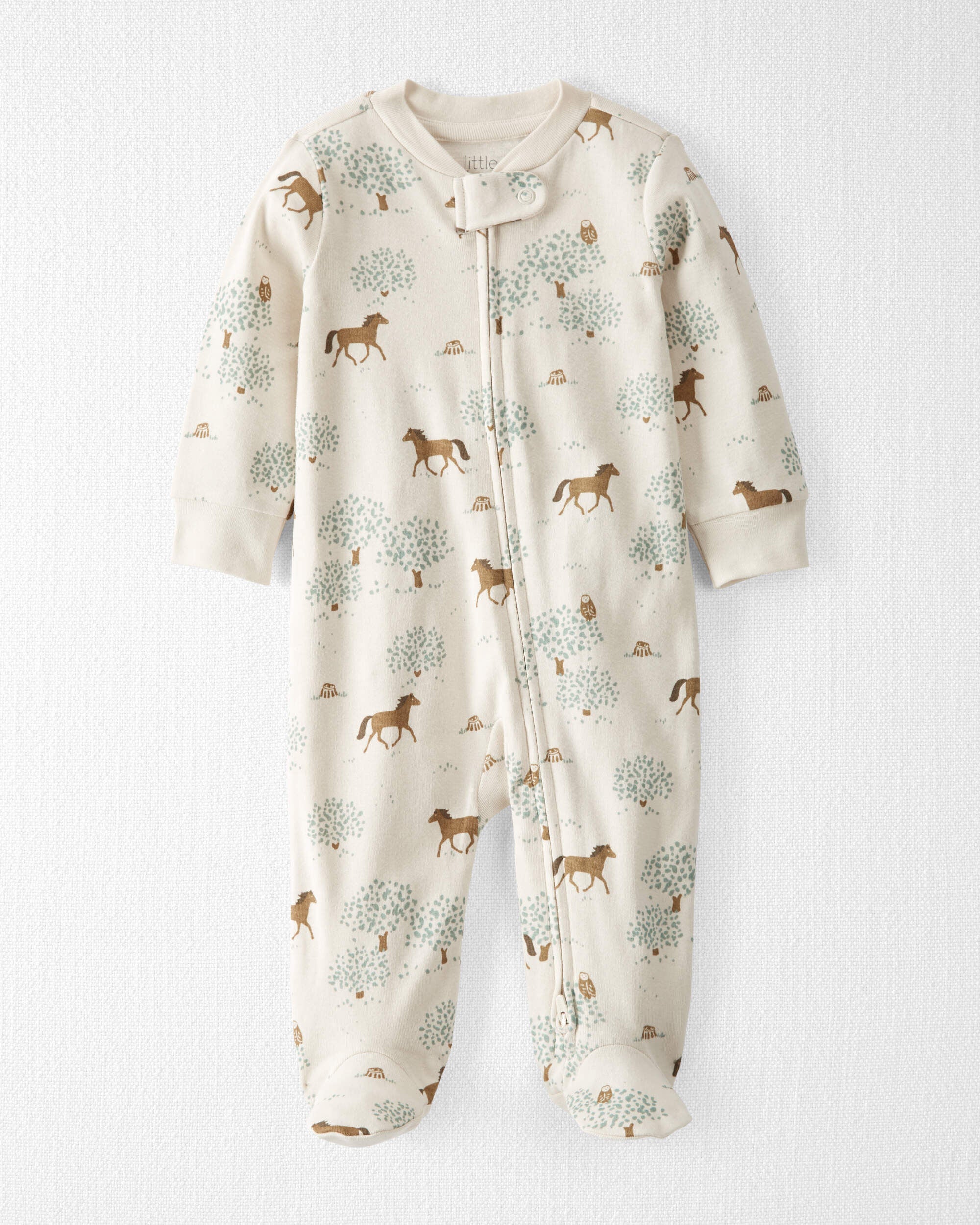 Baby Organic Cotton Sleep Play Pajamas in Wild Horses