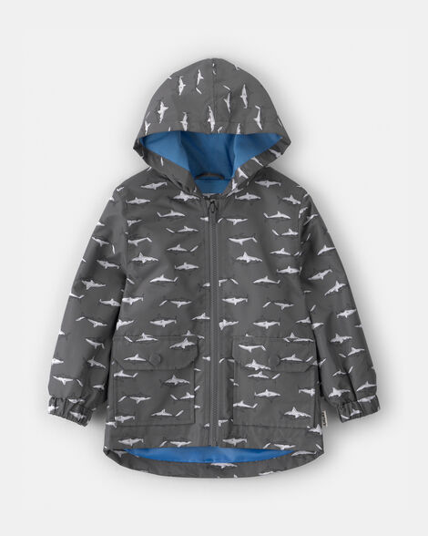toddler boy shark raincoat - grey