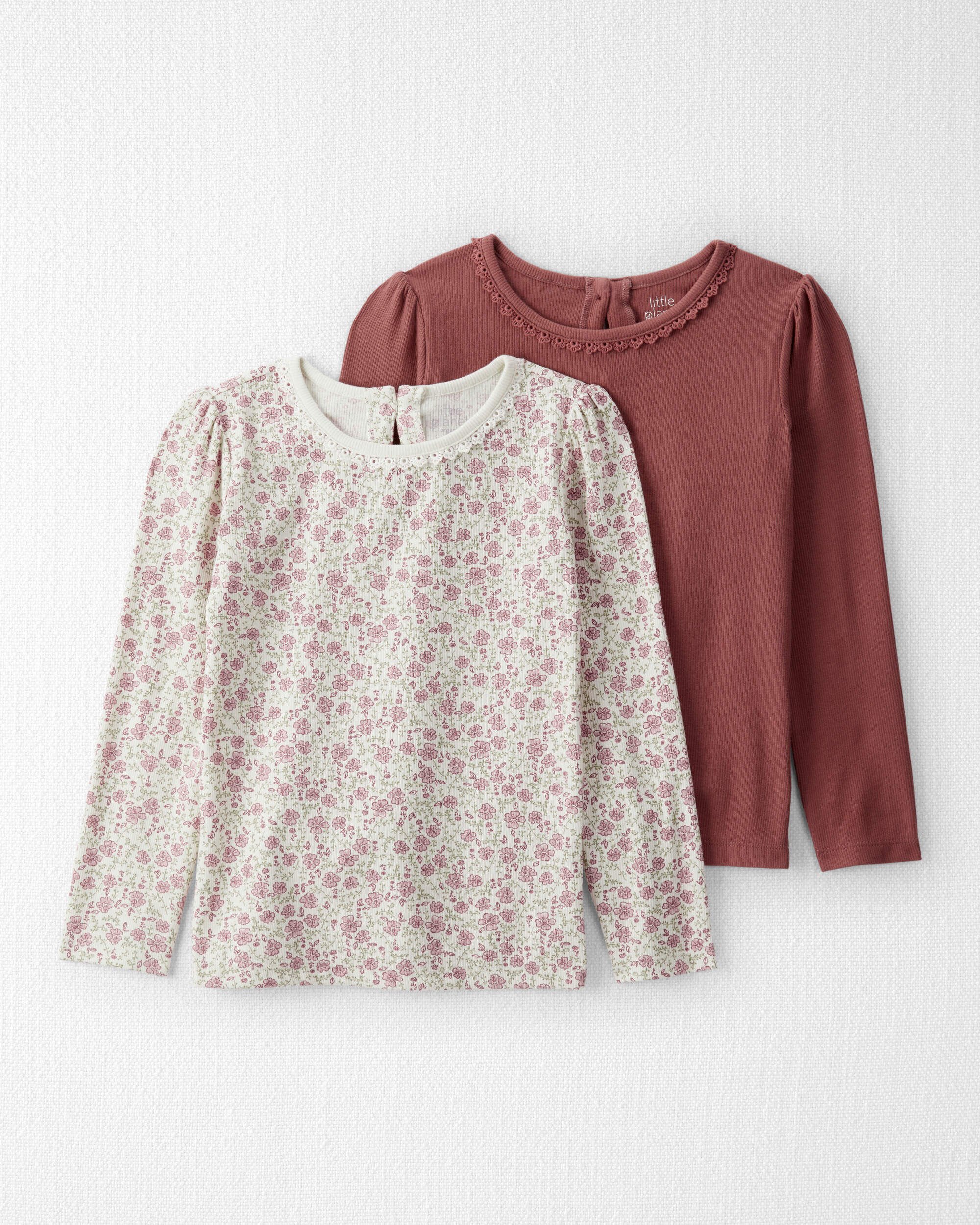 Girls 2-Pack Organic Cotton Ribbed Tees