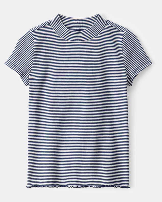 Product image 1 of Kid Striped Mock Neck Ribbed Top - Navy