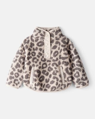 Baby Girl Floral Sherpa Quarter-Zip Pullover - Purple