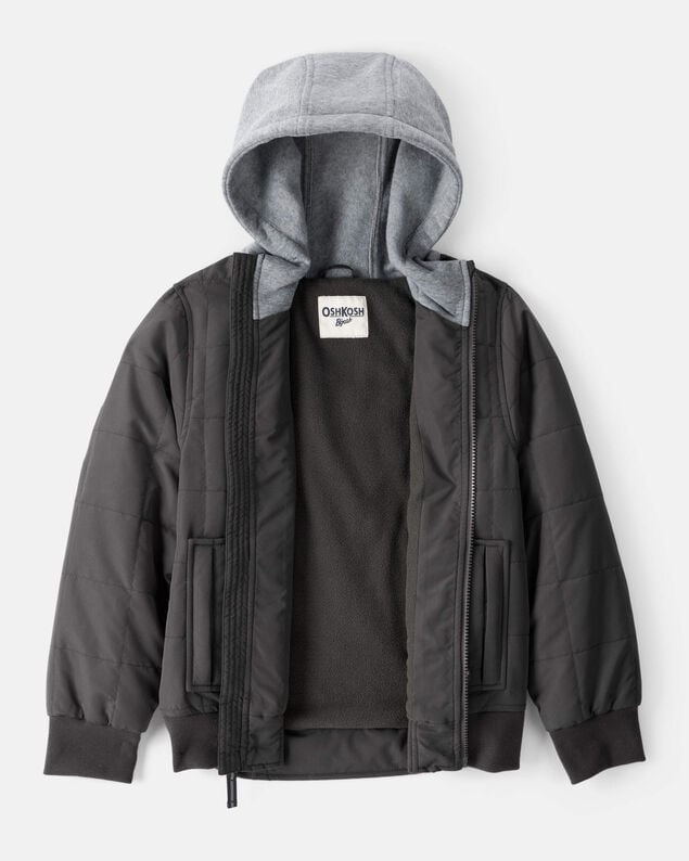 Product image 2 of Boys Long-Sleeve Midweight Quilted Bomber Jacket - Black