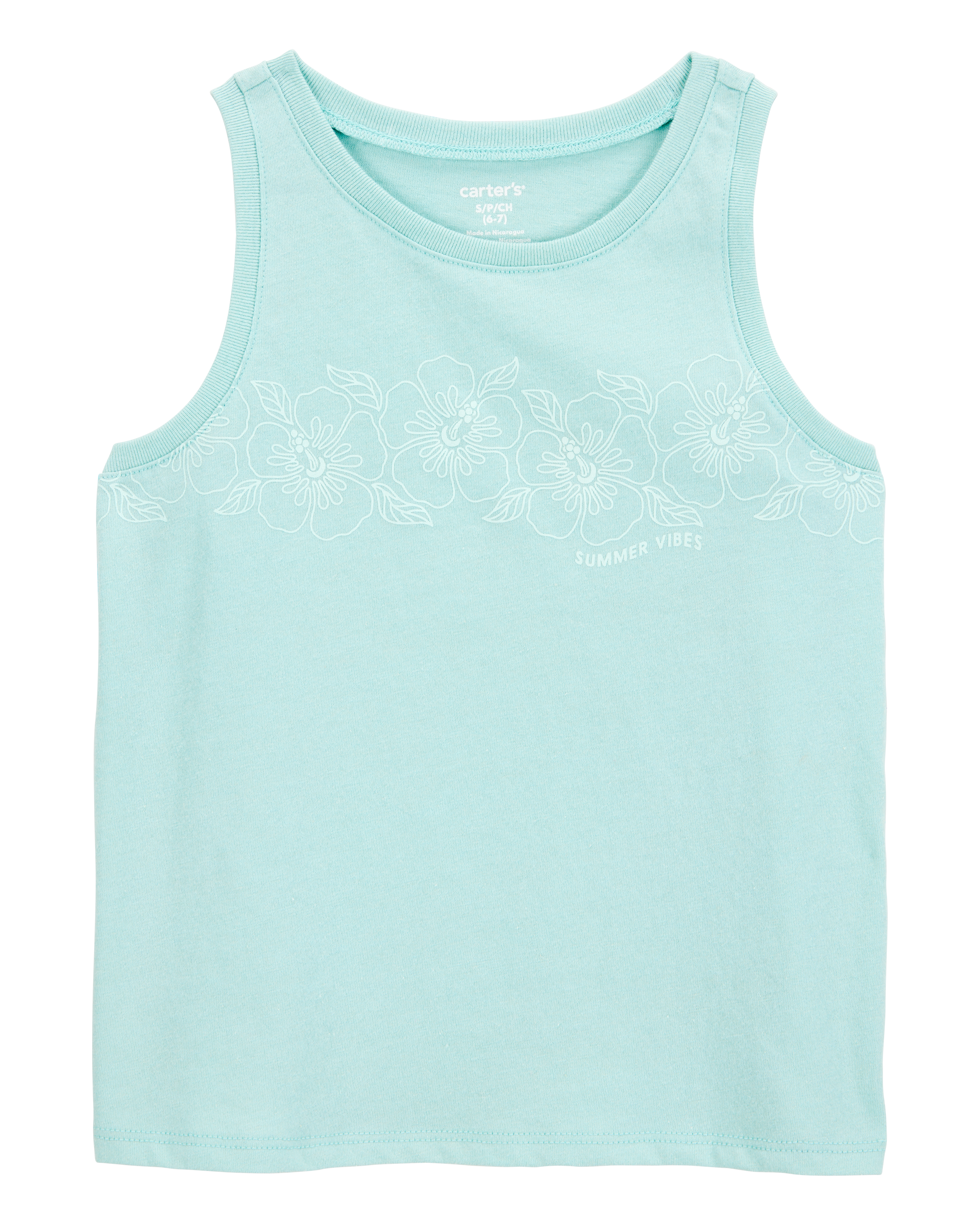 Kid Flower Vintage Muscle Tank - Turquoise
