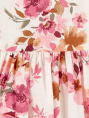 Cream - Toddler Floral Print Eyelet Trim Dress, Selected