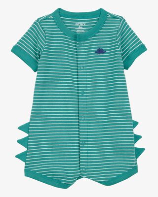Product image 1 of Baby Dinosaur Striped Cotton Short-Sleeve Romper - Green