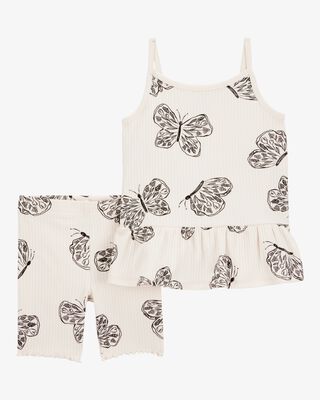 Product image 1 of Toddler 2-Piece Butterfly Tank & Bike Short Set - Ivory