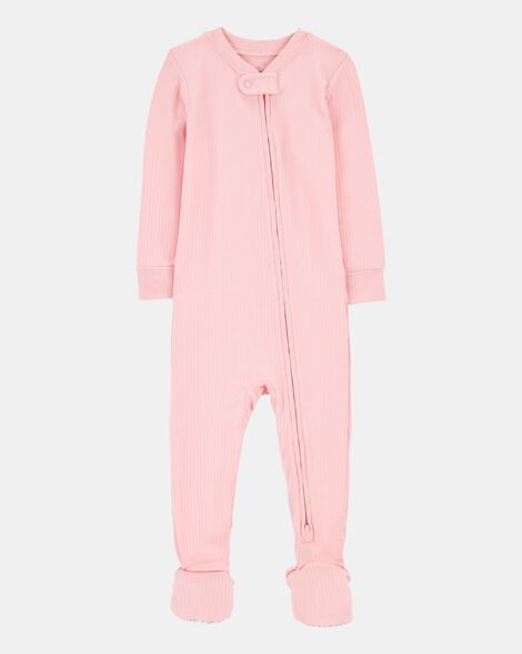 baby girl solid purelysoft footie 1-piece pajamas - pink