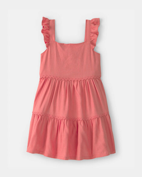 toddler girl ruffle-sleeve tiered dress - orange