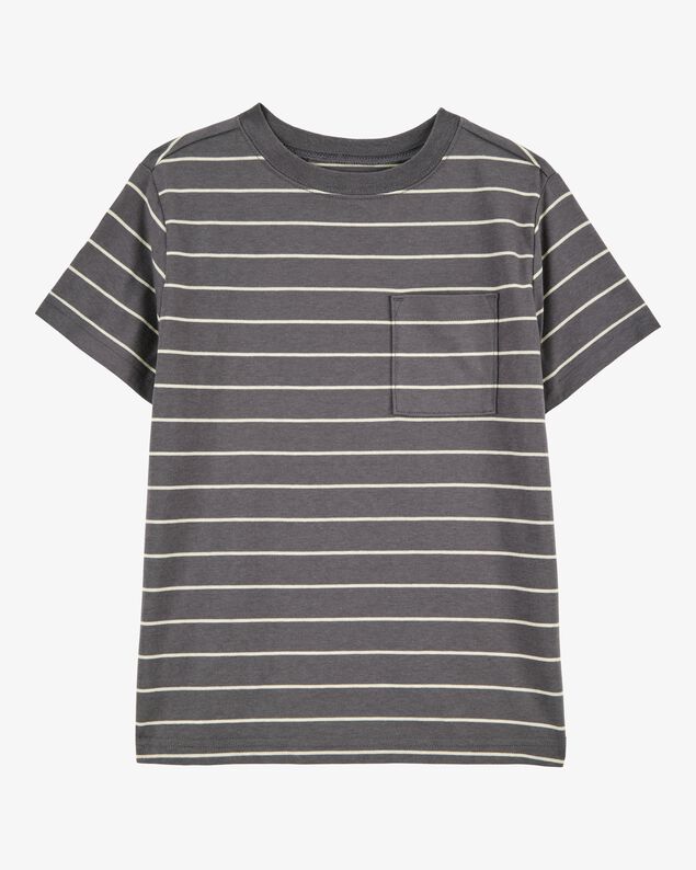 Product image 1 of Kid Striped Short-Sleeve Pocket Tee - Grey