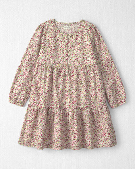 Girls Organic Cotton Dobby Dress in Floral