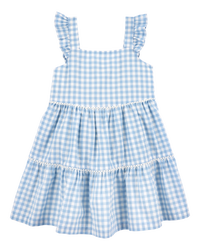 Toddler Gingham Short-Sleeve Dress - Blue