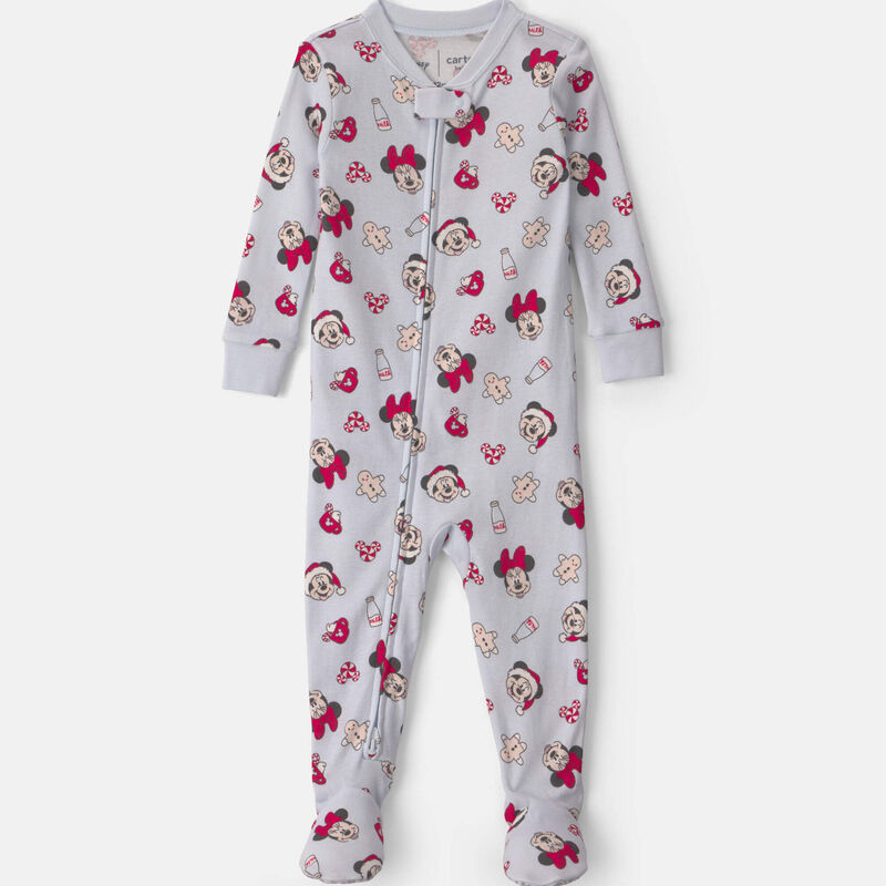 Baby 1-Piece Disney© Mickey Mouse Christmas 100% Cotton Snug Fit Footed Pajama - Blue
