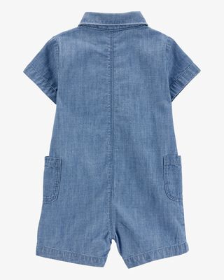 Product image 2 of Baby Solid Cotton Blend Romper - Blue