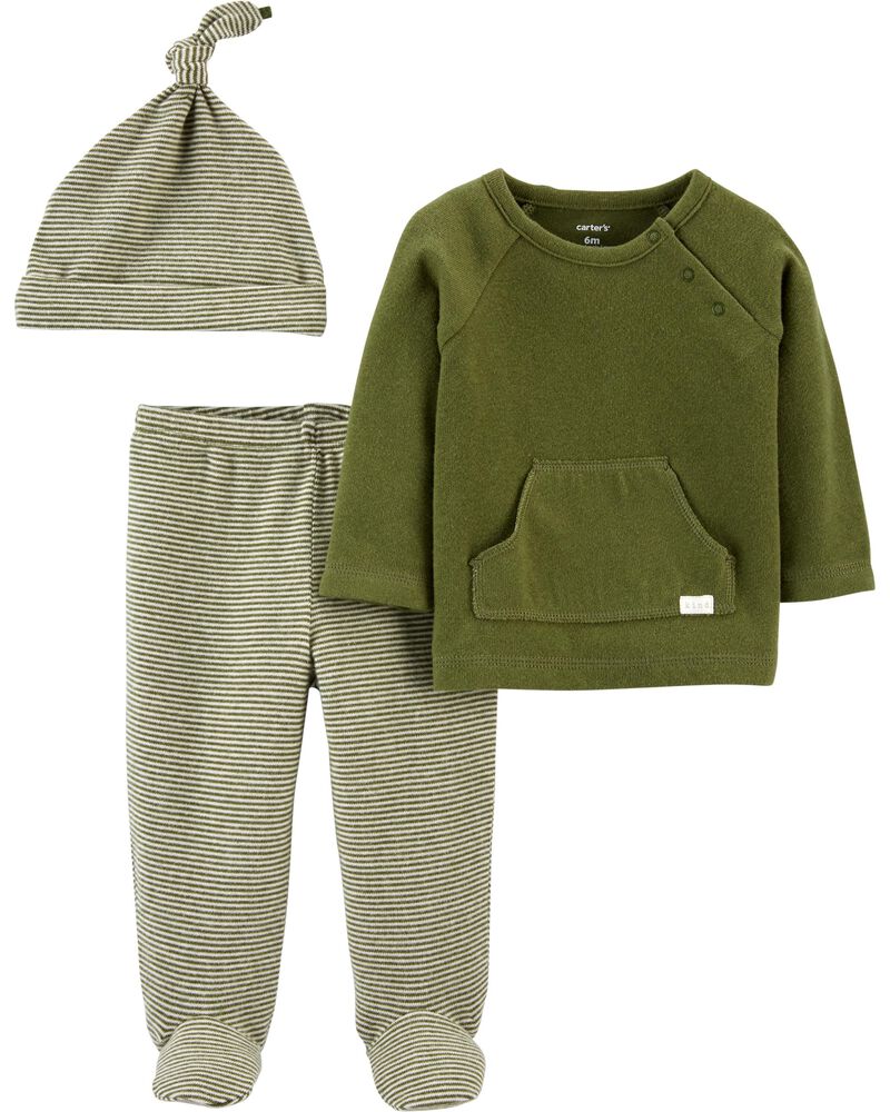 Baby Green 3Piece Footed Pant Set