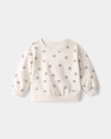 baby soccer french terry pullover sweatshirt - ivory