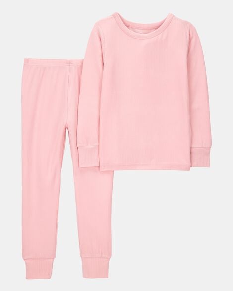 toddler girl solid purelysoft 2-piece pajamas - pink