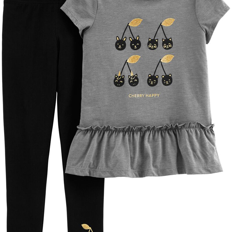 2 Piece Cherry Peplum Top Legging Set Carters Com