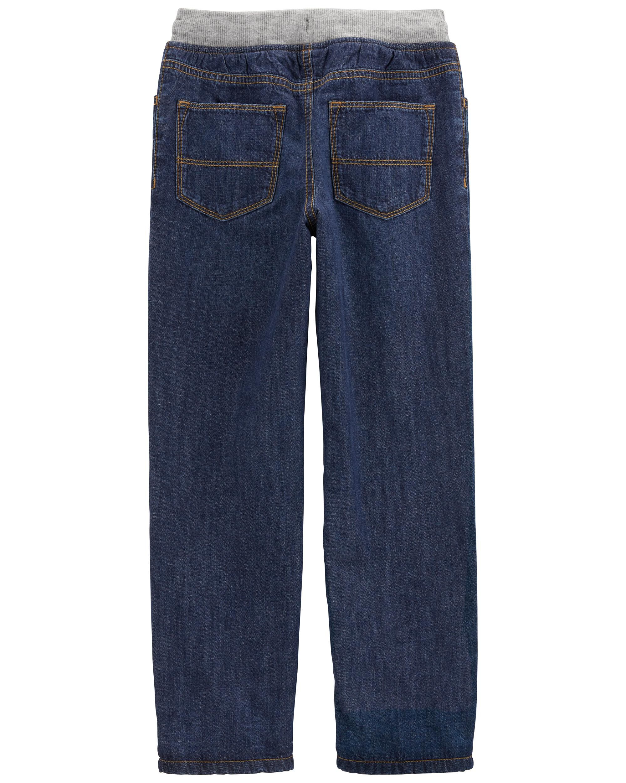 Kid Drawstring Pull-On Jeans - Dark Blue - OshKosh | Carter's