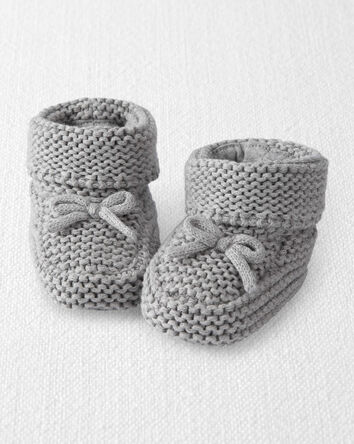Baby Organic Cotton Crochet Booties in Gray