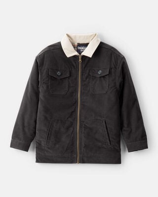 Boys Long-Sleeve Midweight Quilted Sherpa Jacket - Green