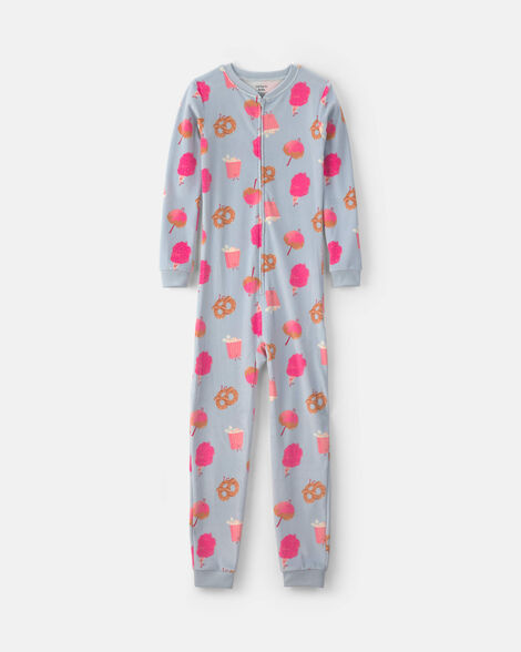girls 1-piece festival treats dreamplush snug fit pajama - blue