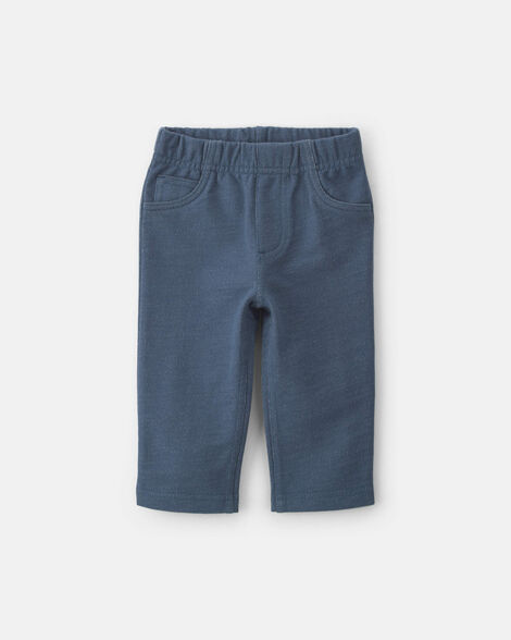 baby boy knit chambray pants - indigo