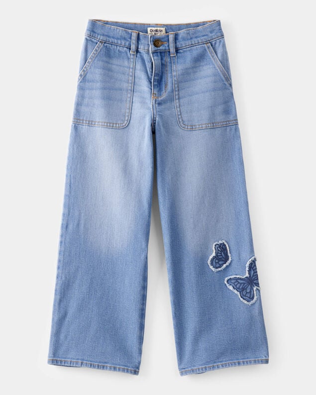Product image 1 of Kid Baggy Butterfly Embroidered Jeans - Breeze Wash