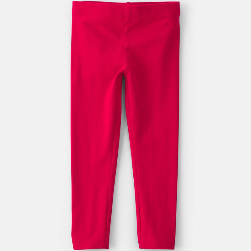 Toddler Girl Cotton Pull-On Stretch Leggings - Red