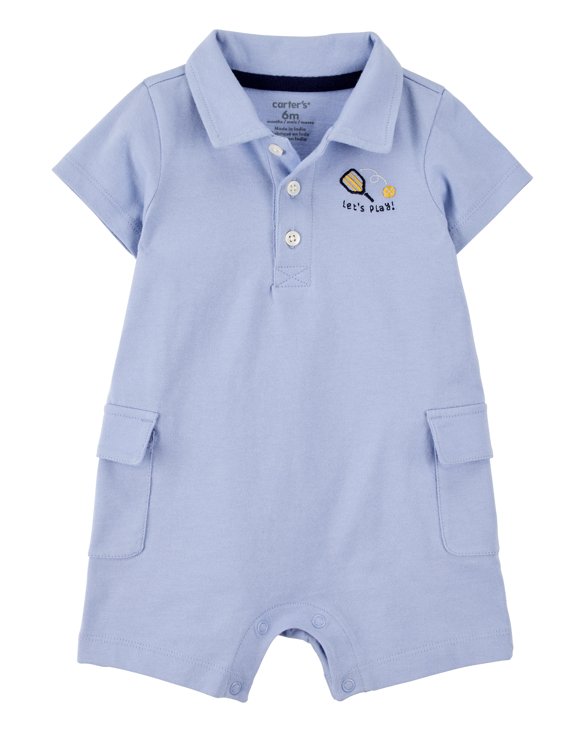 Baby Pickleball Cotton Romper - Blue