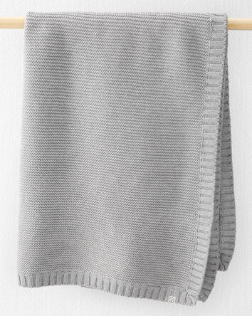 Baby Organic Cotton Textured Knit Blanket in Gray