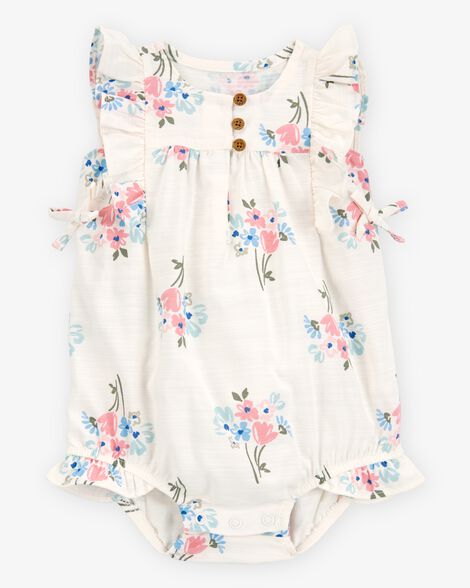  Product image 1 of Baby Floral Linen Look-alike Bubble Romper-Ivory