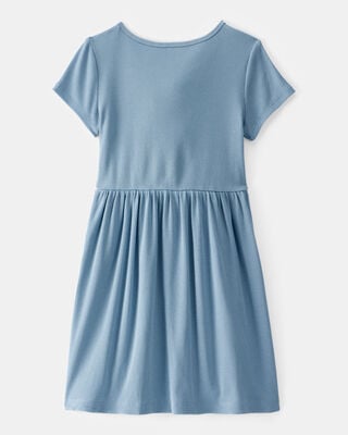 Product image 2 of Girls Ribbed Short-Sleeve Dress - Blue