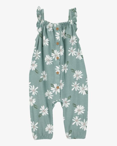  Product image 1 of Baby Floral Button-Front Jumpsuit - Green