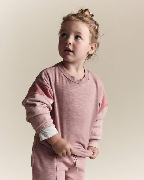 Toddler Girl Colorblock Dolman-Sleeve Sweatshirt - Mauve