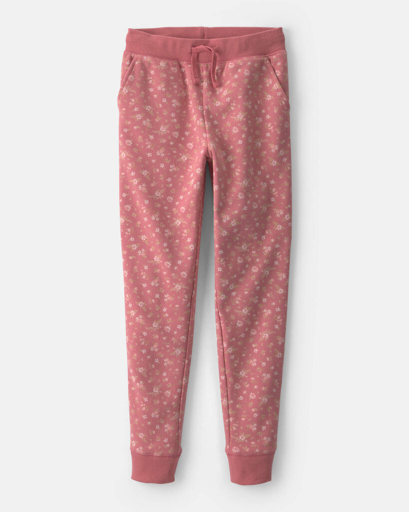 OshKosh B'gosh Girls Floral Drawstring Knit Joggers 10 Pink